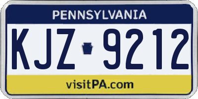 PA license plate KJZ9212