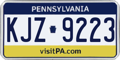 PA license plate KJZ9223