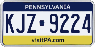 PA license plate KJZ9224