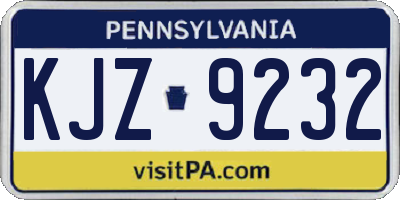 PA license plate KJZ9232