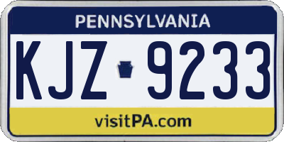 PA license plate KJZ9233