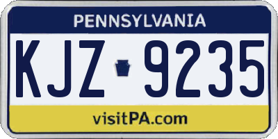 PA license plate KJZ9235