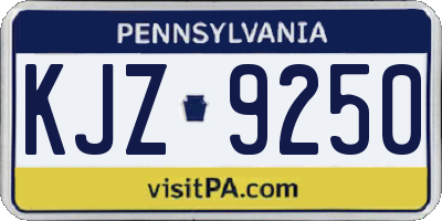 PA license plate KJZ9250