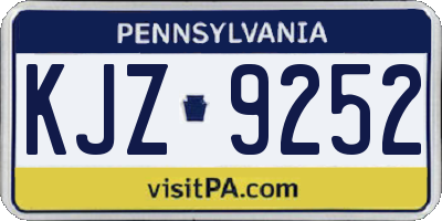 PA license plate KJZ9252