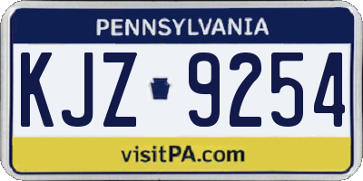 PA license plate KJZ9254