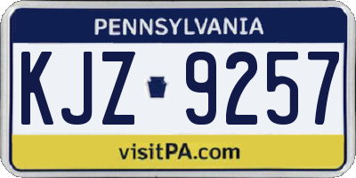 PA license plate KJZ9257