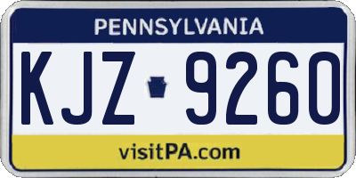 PA license plate KJZ9260