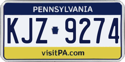 PA license plate KJZ9274