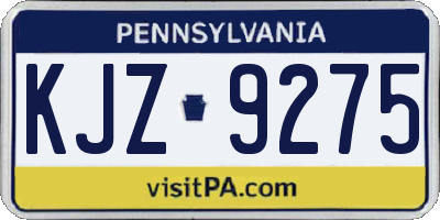 PA license plate KJZ9275