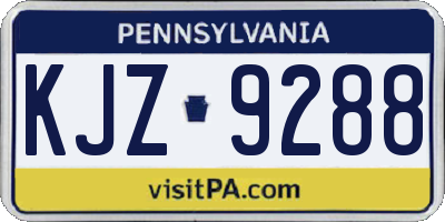 PA license plate KJZ9288