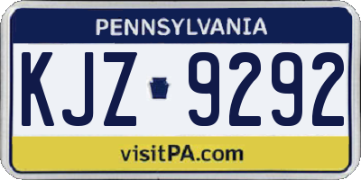 PA license plate KJZ9292