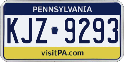 PA license plate KJZ9293