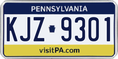 PA license plate KJZ9301