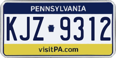 PA license plate KJZ9312