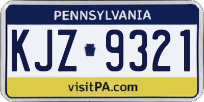 PA license plate KJZ9321