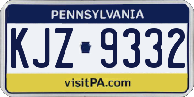 PA license plate KJZ9332