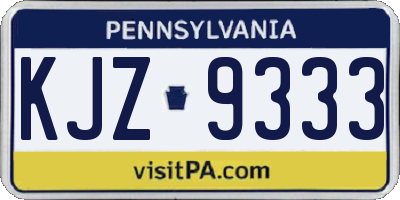 PA license plate KJZ9333