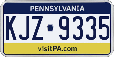 PA license plate KJZ9335