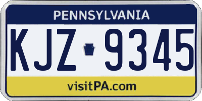 PA license plate KJZ9345