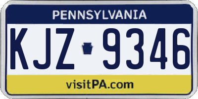 PA license plate KJZ9346