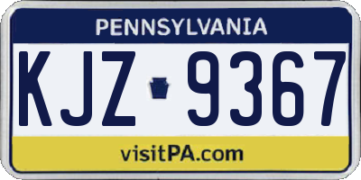 PA license plate KJZ9367