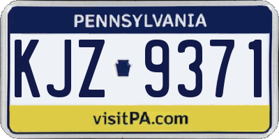 PA license plate KJZ9371