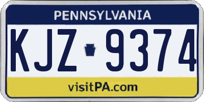 PA license plate KJZ9374