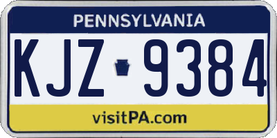 PA license plate KJZ9384