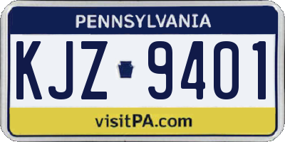 PA license plate KJZ9401