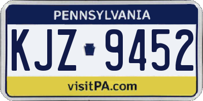 PA license plate KJZ9452
