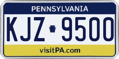 PA license plate KJZ9500