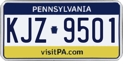 PA license plate KJZ9501