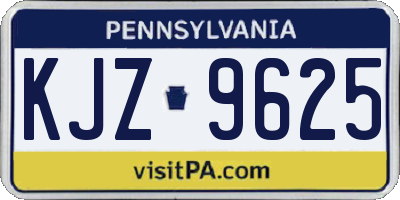 PA license plate KJZ9625