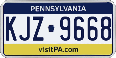 PA license plate KJZ9668