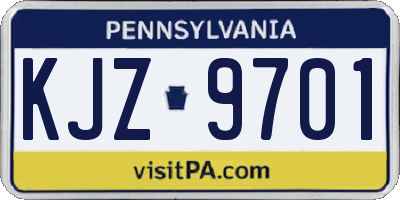 PA license plate KJZ9701