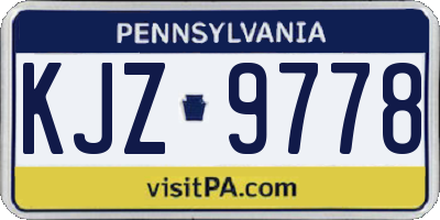 PA license plate KJZ9778
