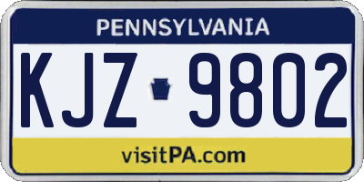 PA license plate KJZ9802
