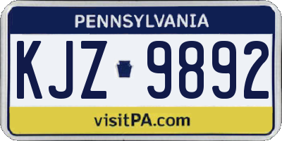PA license plate KJZ9892