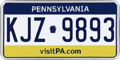 PA license plate KJZ9893