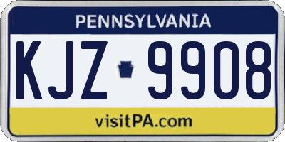 PA license plate KJZ9908
