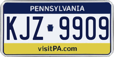 PA license plate KJZ9909