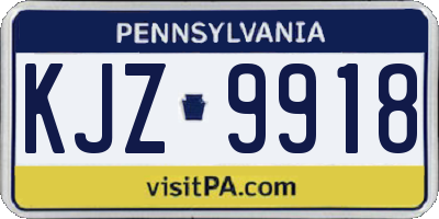 PA license plate KJZ9918