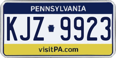 PA license plate KJZ9923