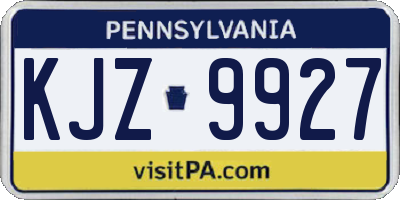 PA license plate KJZ9927