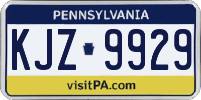 PA license plate KJZ9929