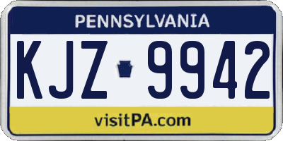 PA license plate KJZ9942