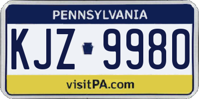 PA license plate KJZ9980