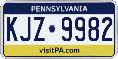PA license plate KJZ9982