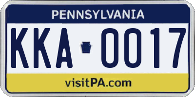 PA license plate KKA0017