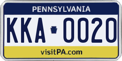 PA license plate KKA0020